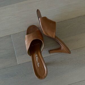 Tan open sandal heels